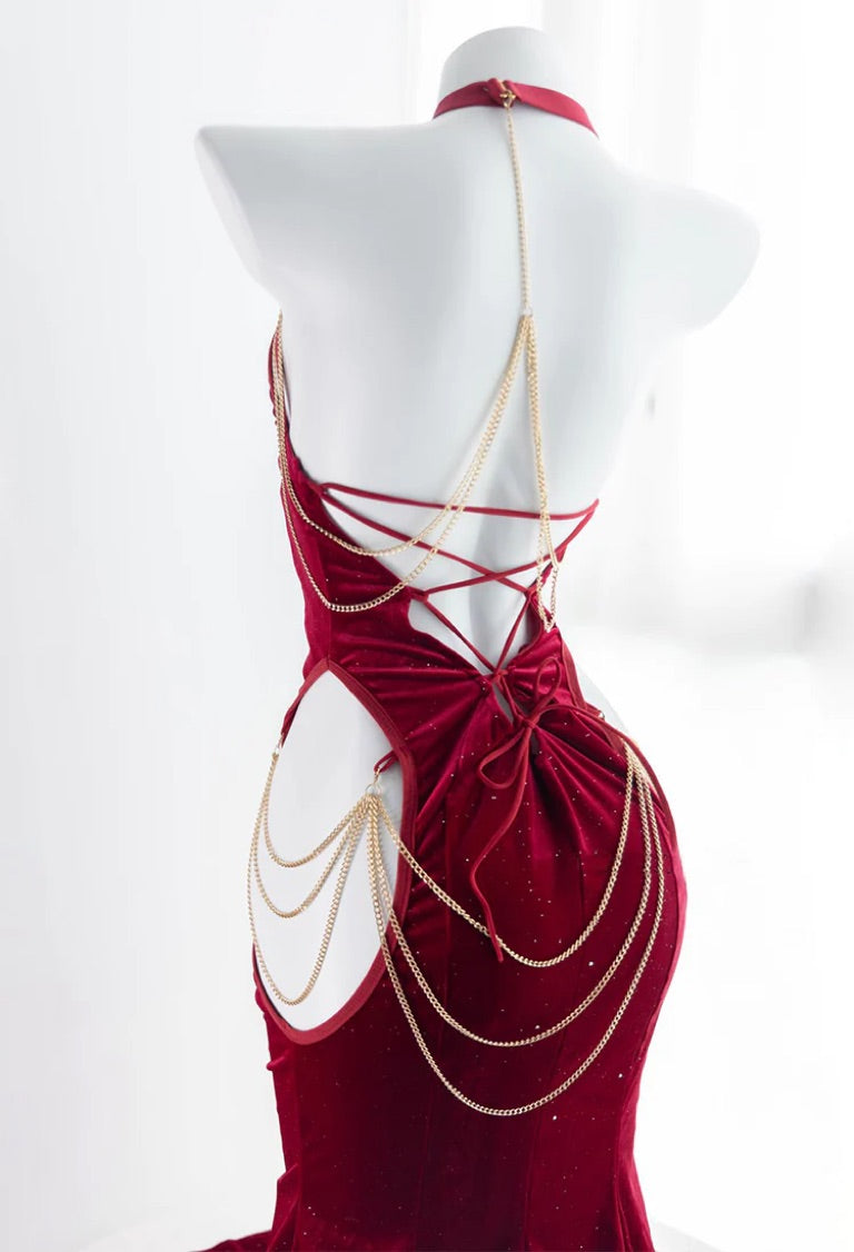 Chain Fishtail Dress HA2467 – hanaesbusiness