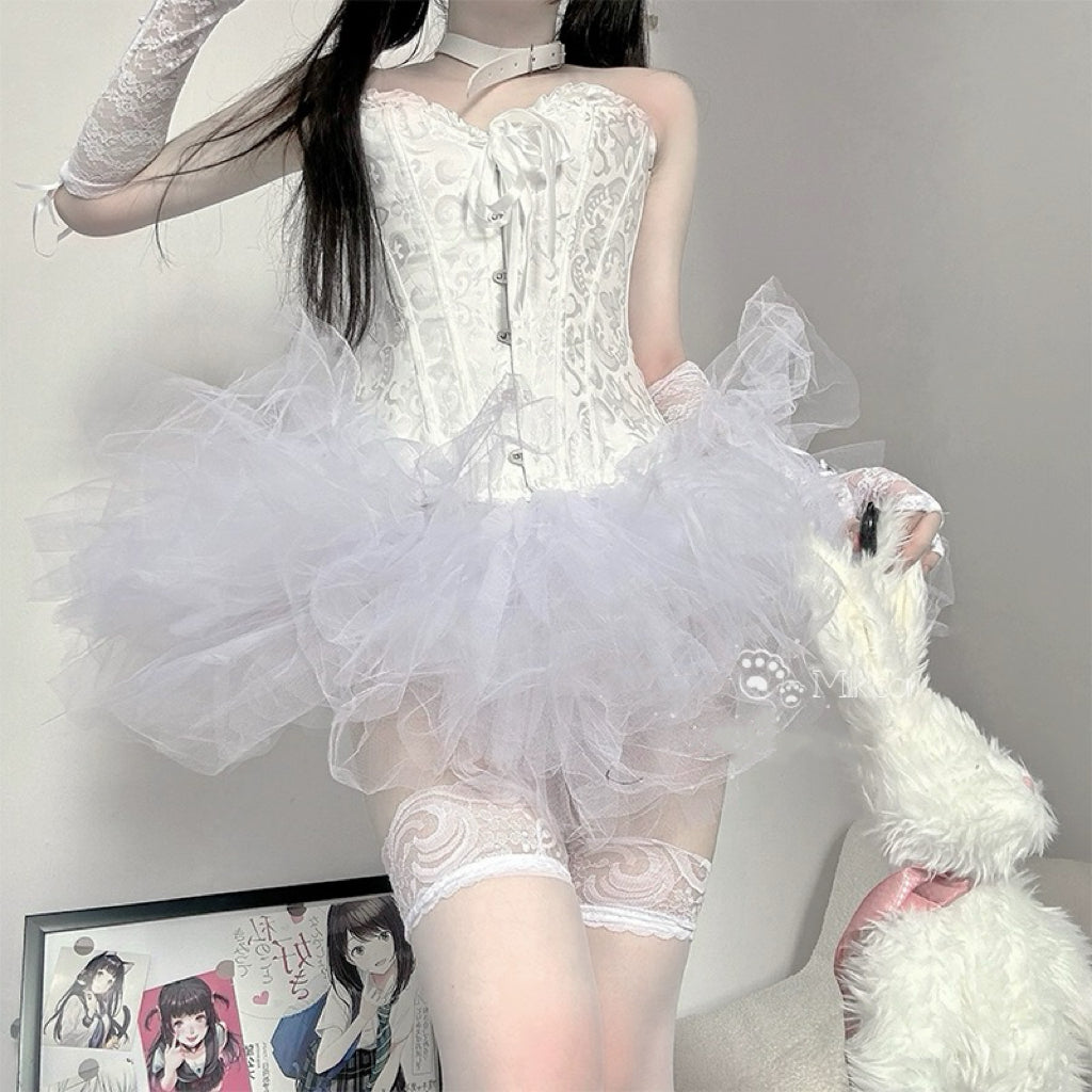 Lace vest tutu skirt suit HA2304