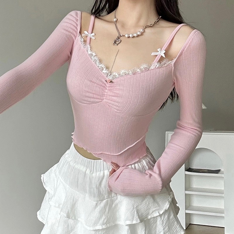 Pink bow long sleeves HA2305
