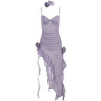 Flower sparkling suspender dress HA2470