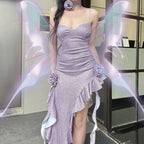 Flower sparkling suspender dress HA2470