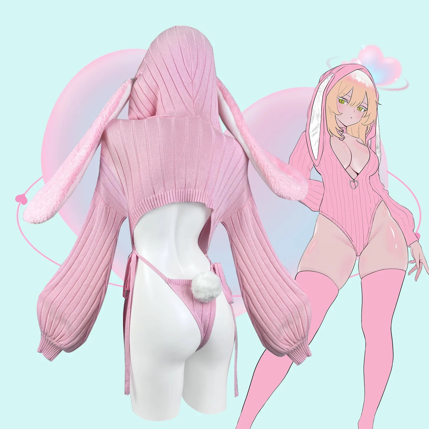 Pink bunny ear Bodysuit KO64-P