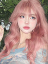 Pink long curly wig HA2474