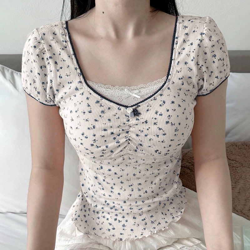 Girls' lace floral T-shirt HA2475