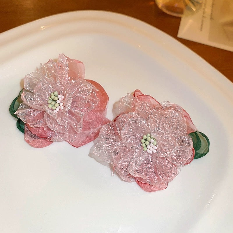 Pink flower earrings HA2477
