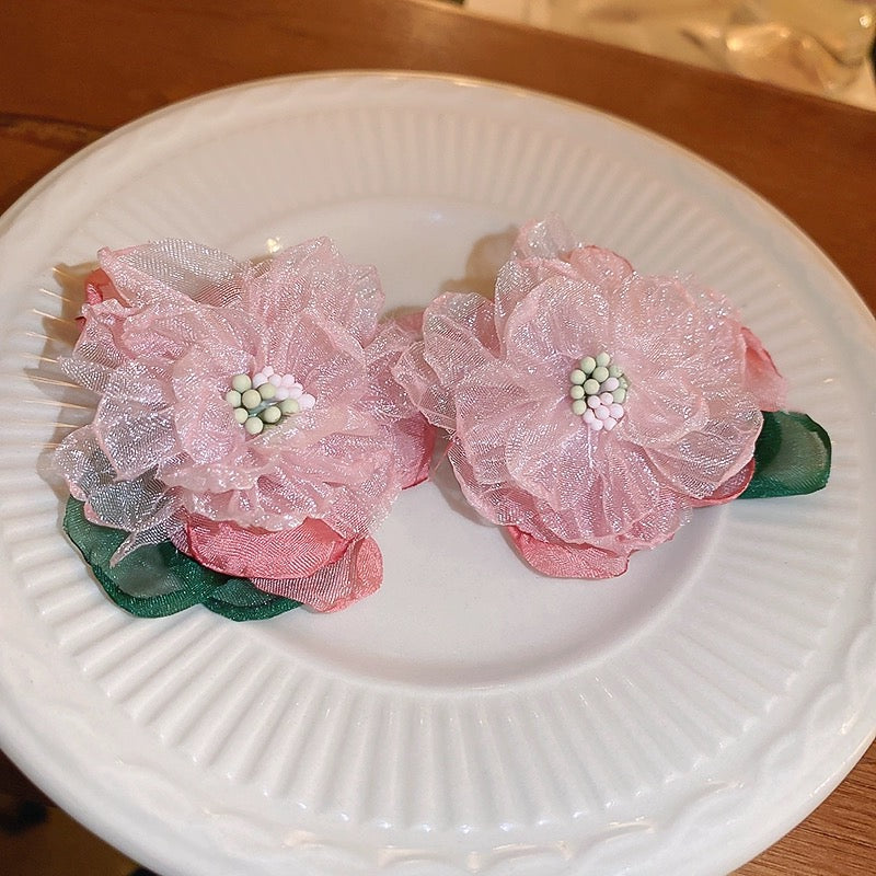 Pink flower earrings HA2477