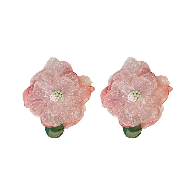 Pink flower earrings HA2477