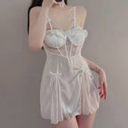 Lce silk thin suspender nightdress   HA2015