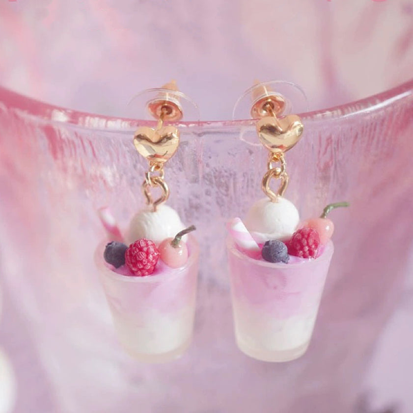 Girl Heart Pink Silver Earrings Ear Clips HA2030