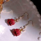 Preserved rose dried flower earrings   HA2036