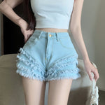 High waist denim shorts   HA2041