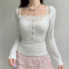 Lace knitted long sleeve T-shirt HA2607