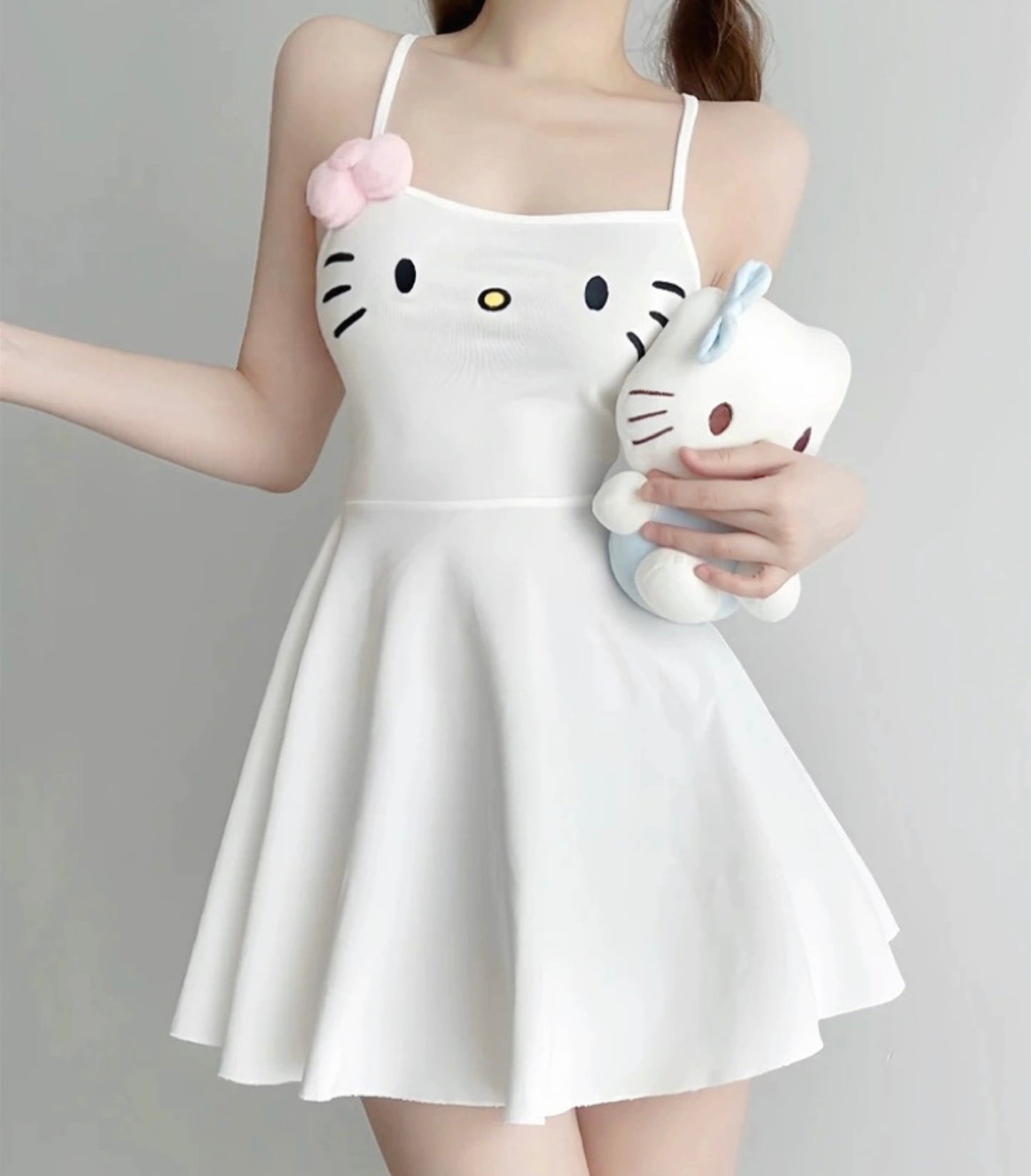 White suspender dress   HA2043