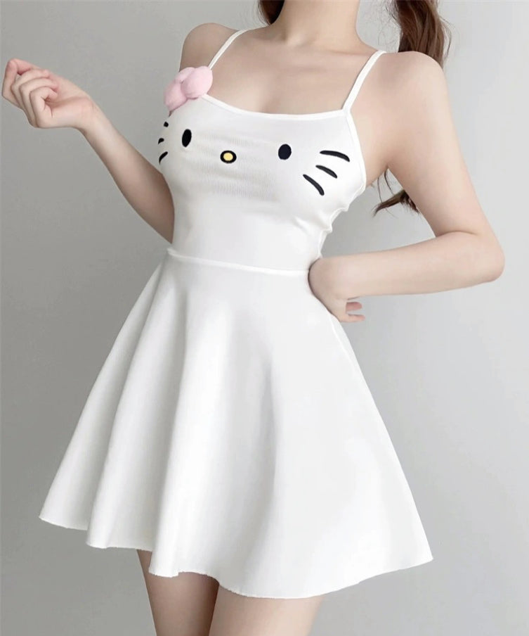 White suspender dress   HA2043