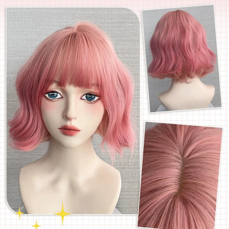 Grapefruit Powder Short Curly Wig   HA2052
