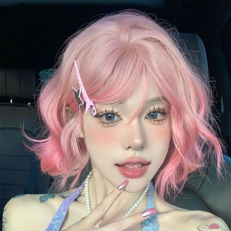 Grapefruit Powder Short Curly Wig   HA2052