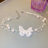 Pearl Gauze Butterfly Necklace  HA2051