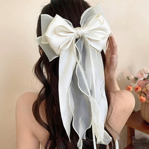 Net gauze bow ribbon hairpin HA2617