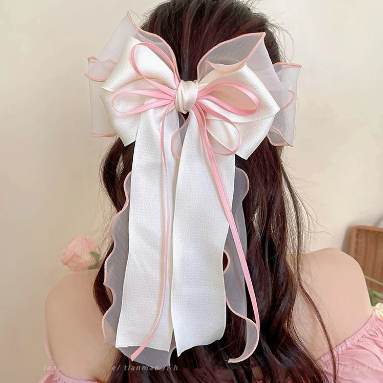 Net gauze bow ribbon hairpin HA2617