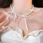 Ballet style pearl butterfly necklace HA2618