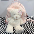 Pink plush bear backpack HA2324