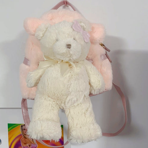 Pink plush bear backpack HA2324