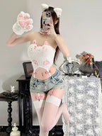 Cute plush cat paw camisole top HA2881