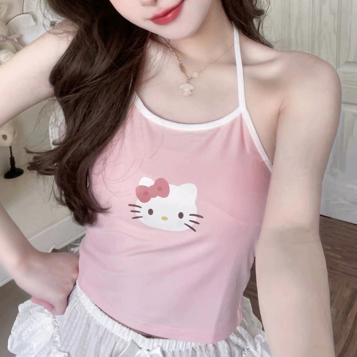 Cute soft girl halter vest   HA2092