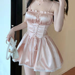 Spice girl waist a-line skirt suspender dress   HA2103