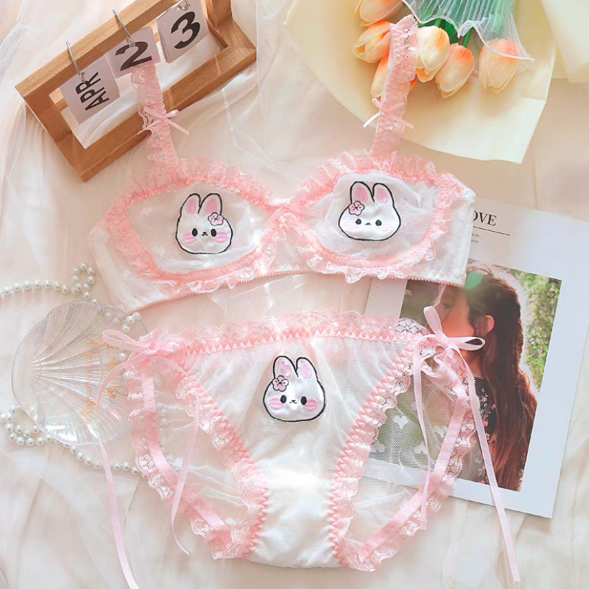 Rabbit Embroidered Lingerie Set   HA2105