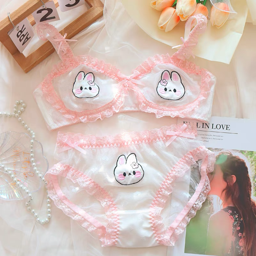 Rabbit Embroidered Lingerie Set   HA2105