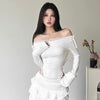 Lace strapless long sleeve T-shirt HA2638