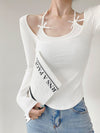 Bow halter neck long-sleeved T-shirt HA2335