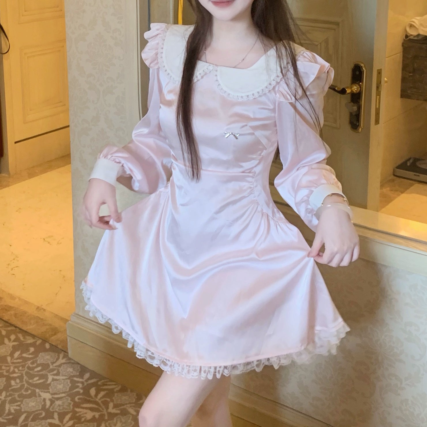 Chic pink waist dress HA2345