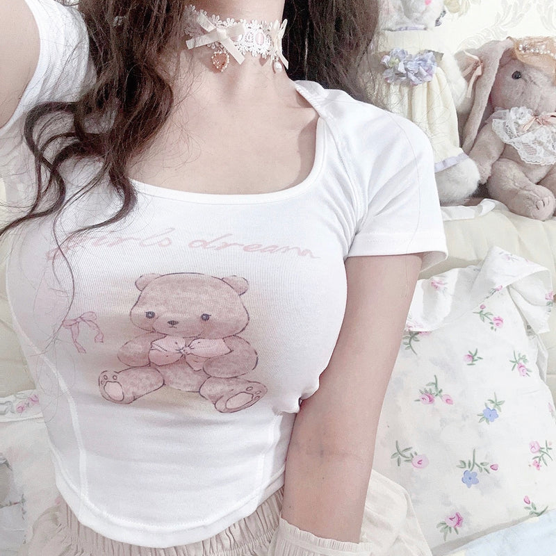 Rabbit bear short sleeve t-shirt suspenders   HA2141