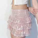 Bow sequined pleated skirt HA2355