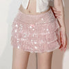 Bow sequined pleated skirt HA2355