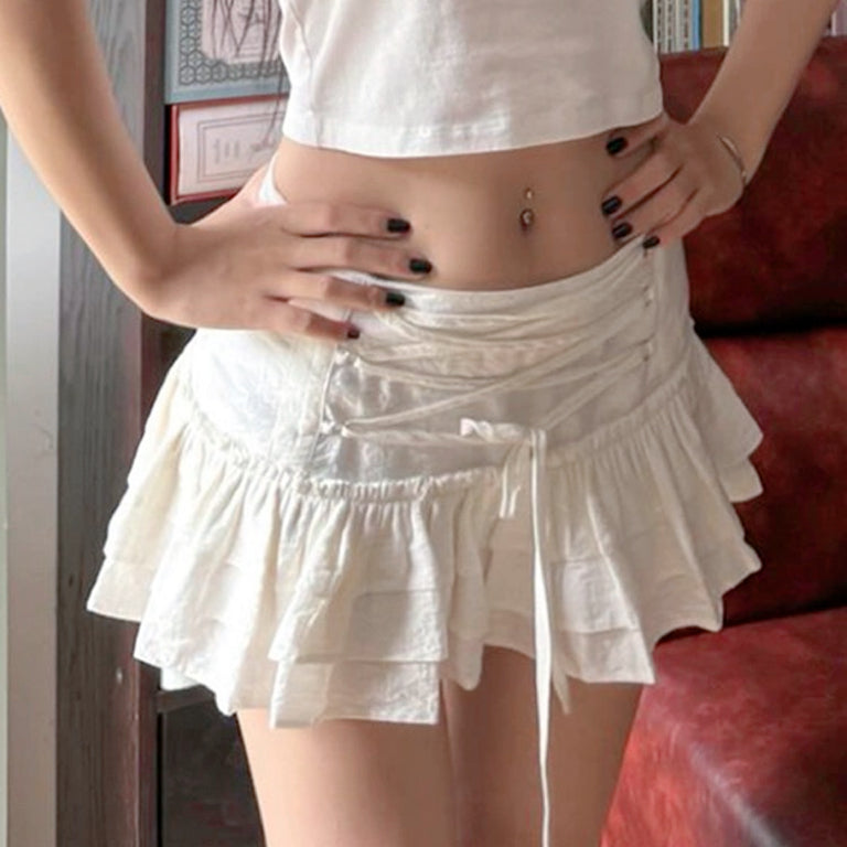 Strapped low waist pleated skirt HA2358