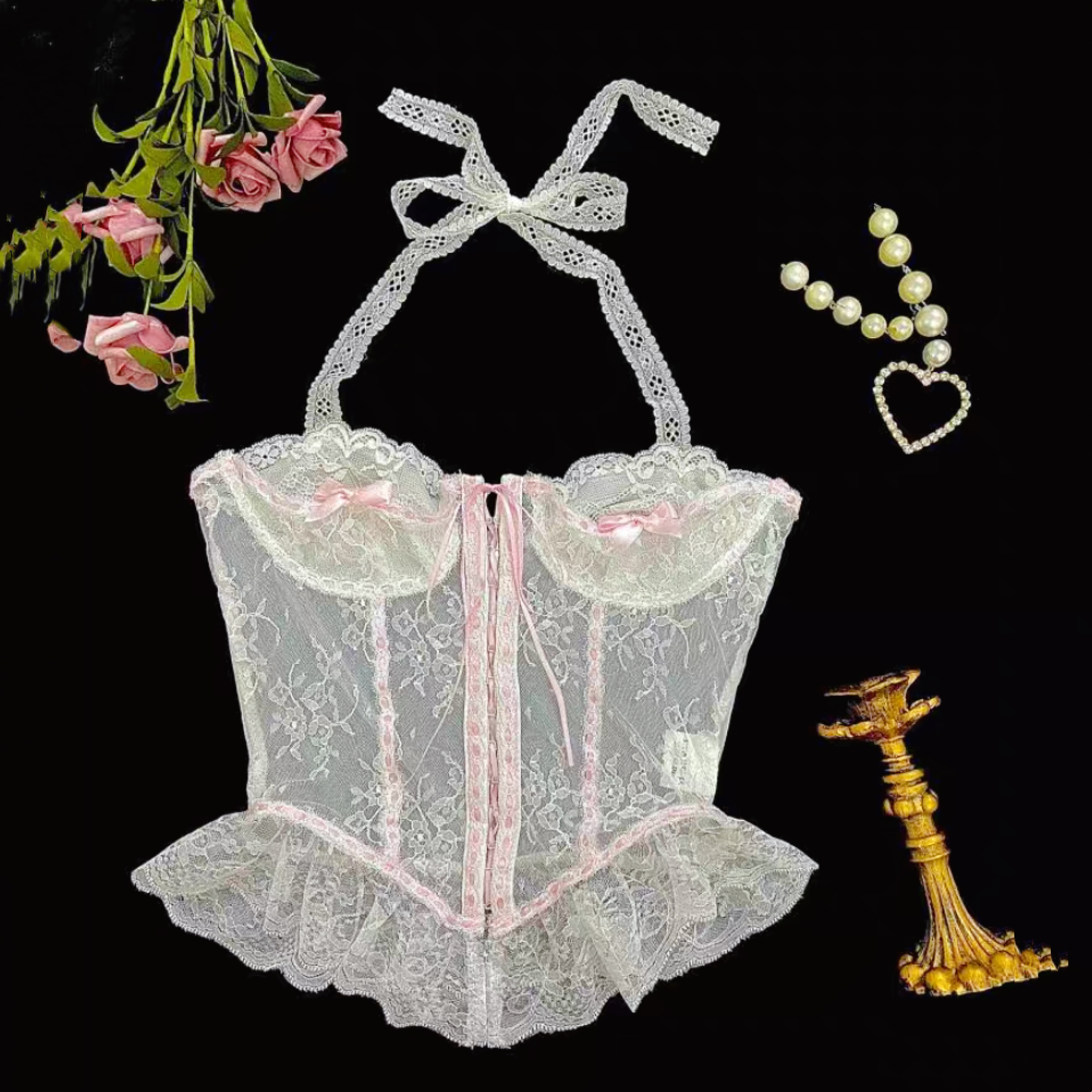 Sweet Lace-Up Bow Vest HA2164