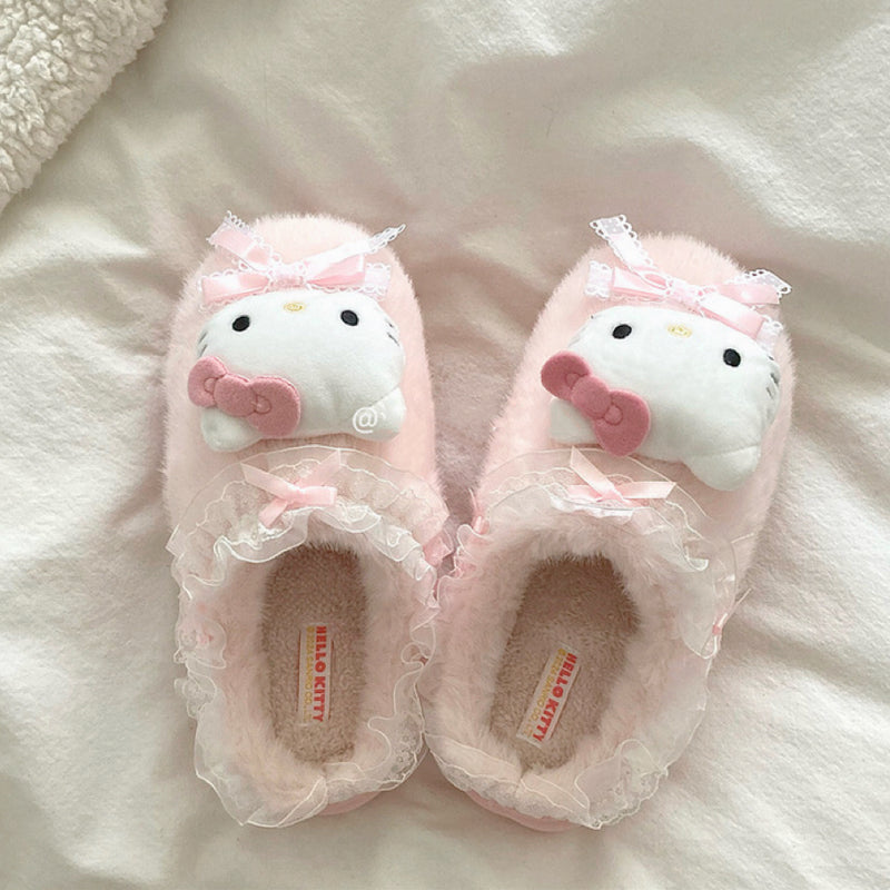 Lace cartoon furry slippers HA2660