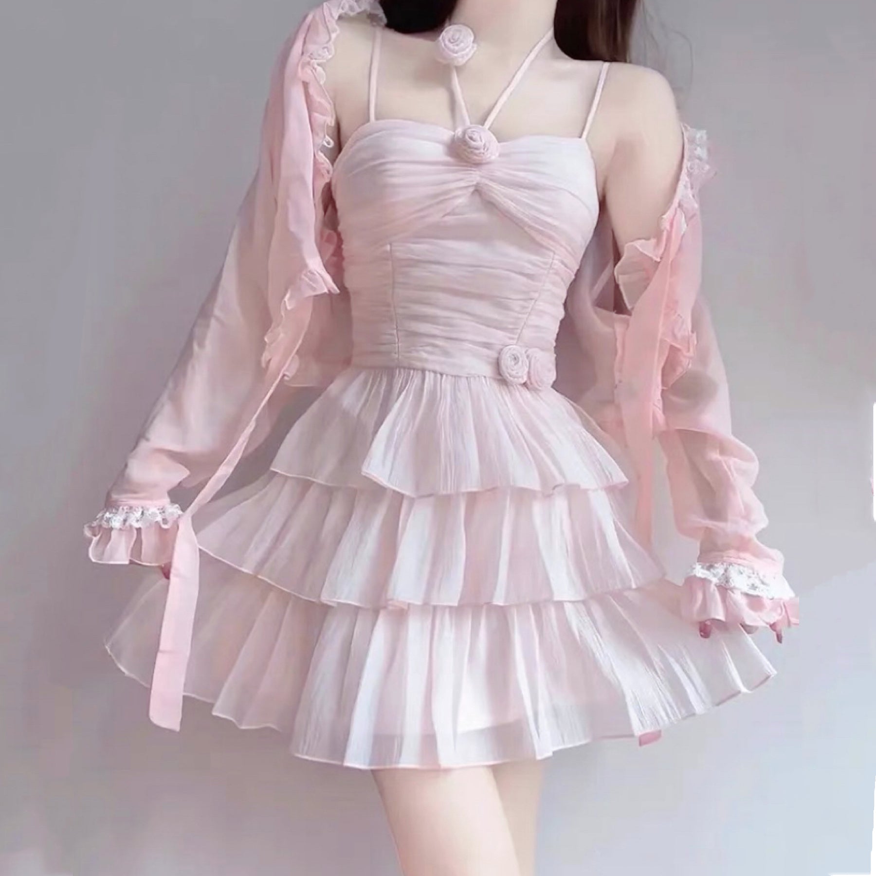 Halter Neck Flower Super Fairy Cake Dress   HA2181