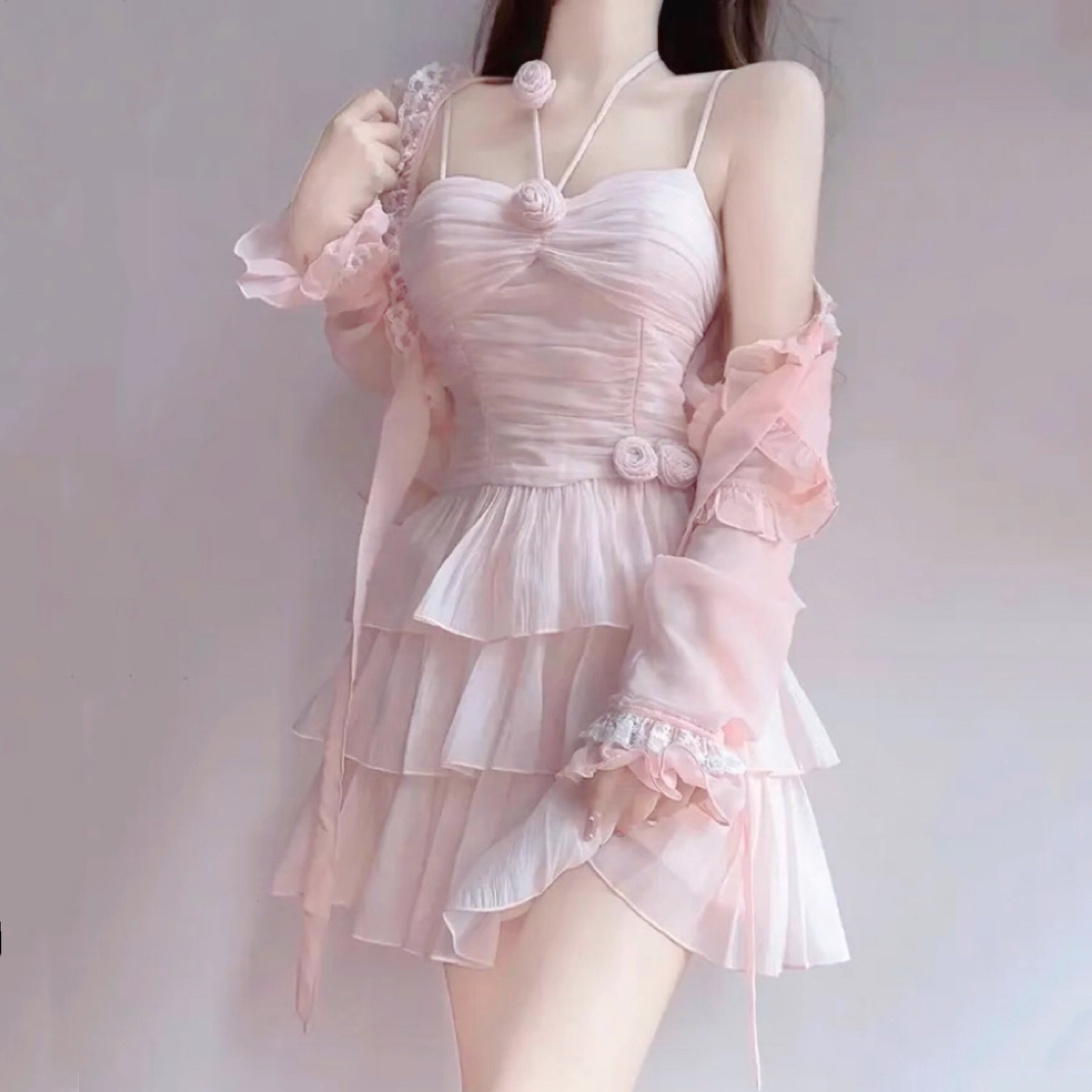 Halter Neck Flower Super Fairy Cake Dress   HA2181