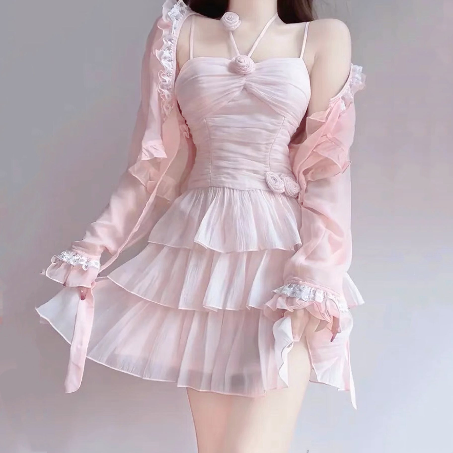 Halter Neck Flower Super Fairy Cake Dress   HA2181