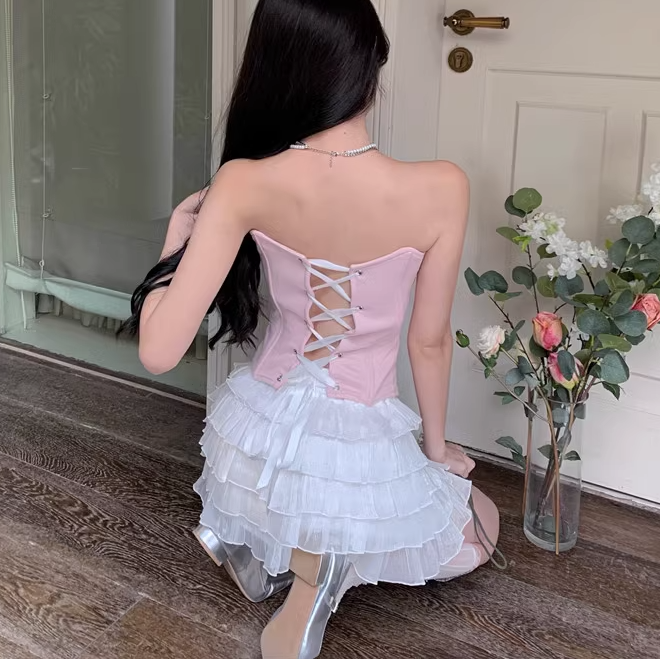 Sweet lace cake skirt suit HA2238