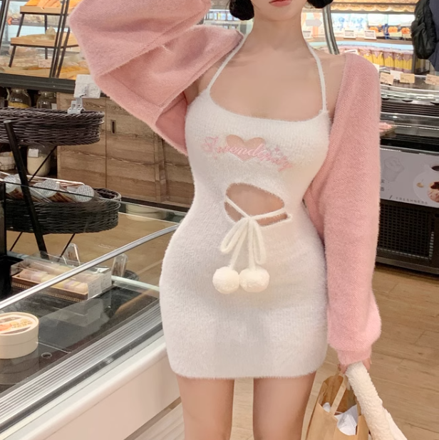 Sweet suspender dress suit HA2298