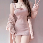 Pink Bow Knit Slip Dress HA1647