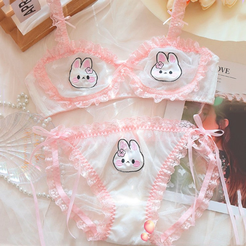 Rabbit Embroidered Lingerie Set   HA2105