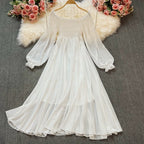 White fairy style a line dress   HA1838