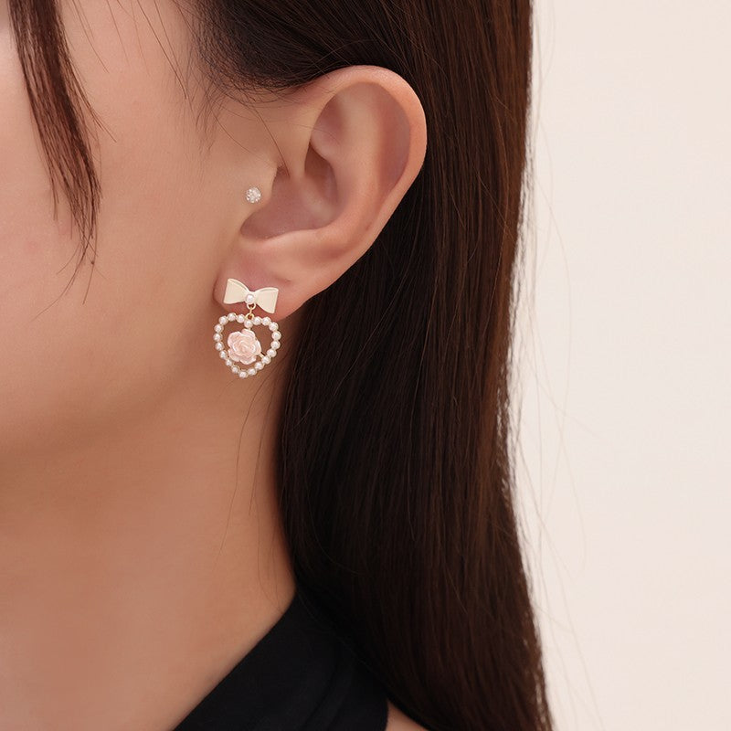 Pearl bow earrings   HA1797