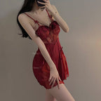 Lce silk thin suspender nightdress   HA2015